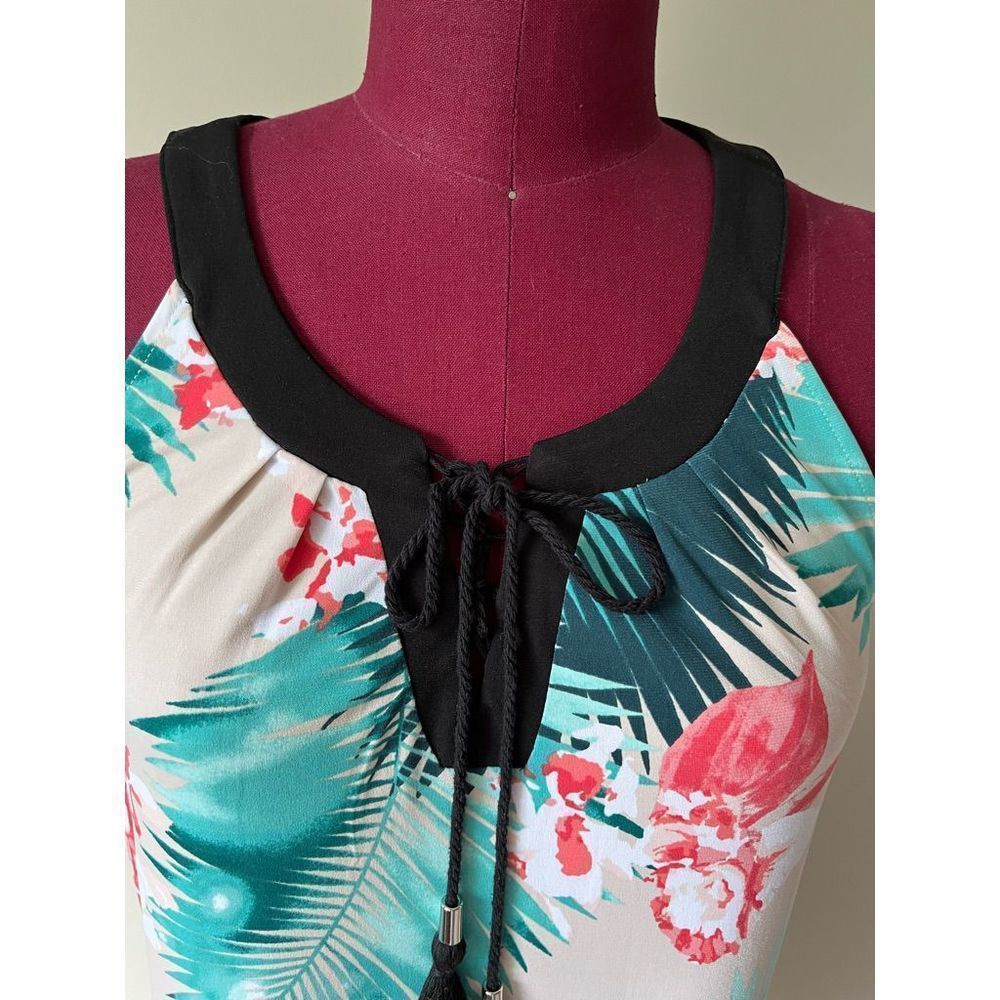 WHBM Racerback Palm Leaf & Flowers Tropical long top - Picture 4 of 9